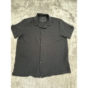 Denim & Flower Shirt Men's Sz XL Black Waffle Knit Short Sleeve Undersized